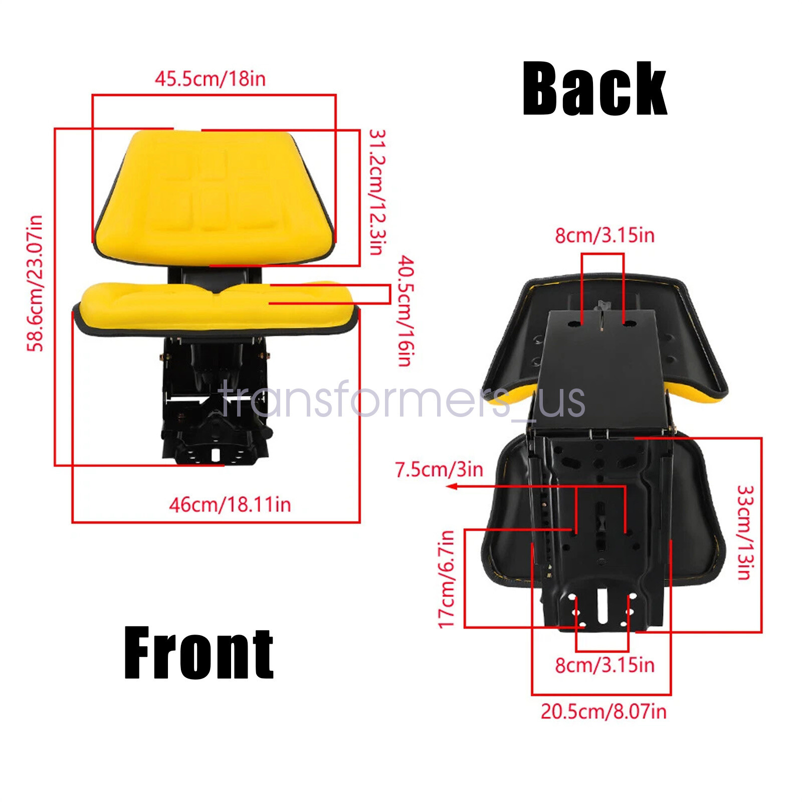 Yellow Tractor Suspension Seat Fit John Deere 5200 5210 5300 5310 5510