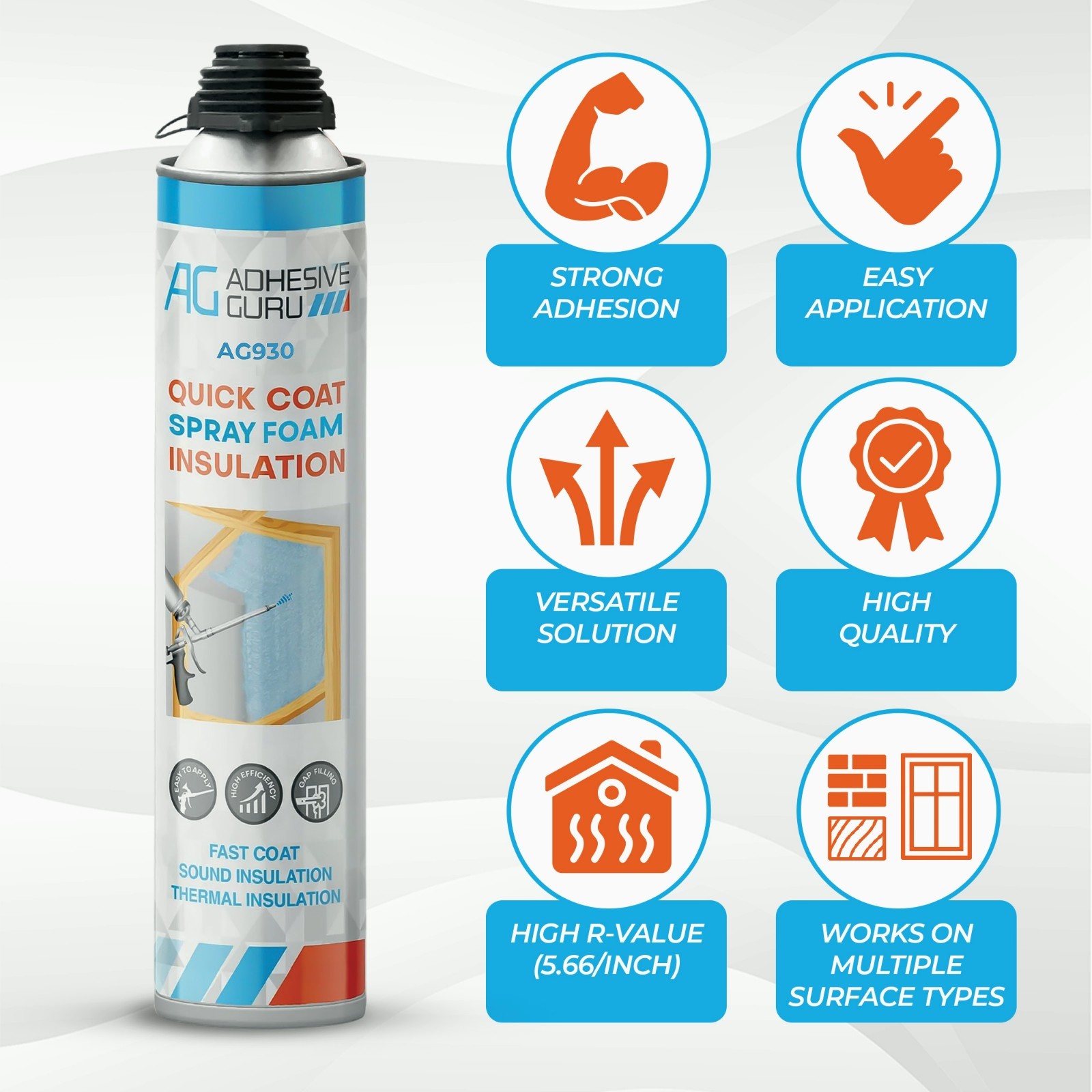 QuickCoat Closed Cell Spray Foam Insulation Kit for Wall–36×32.8oz Covers 720