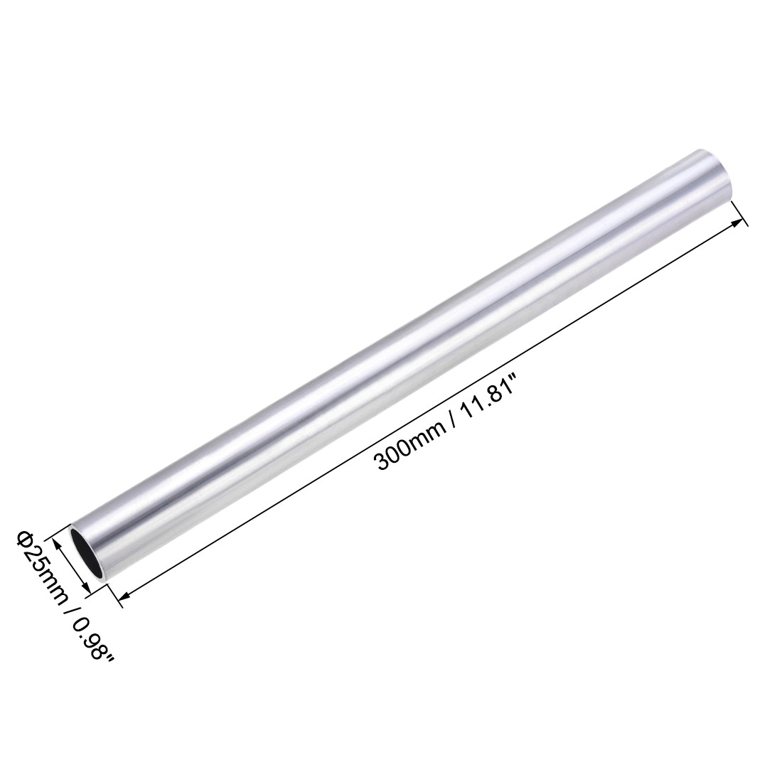 Aluminum Round Tube 25mm OD 21mm Inner Dia 300mm Length Seamless Straight Tubing