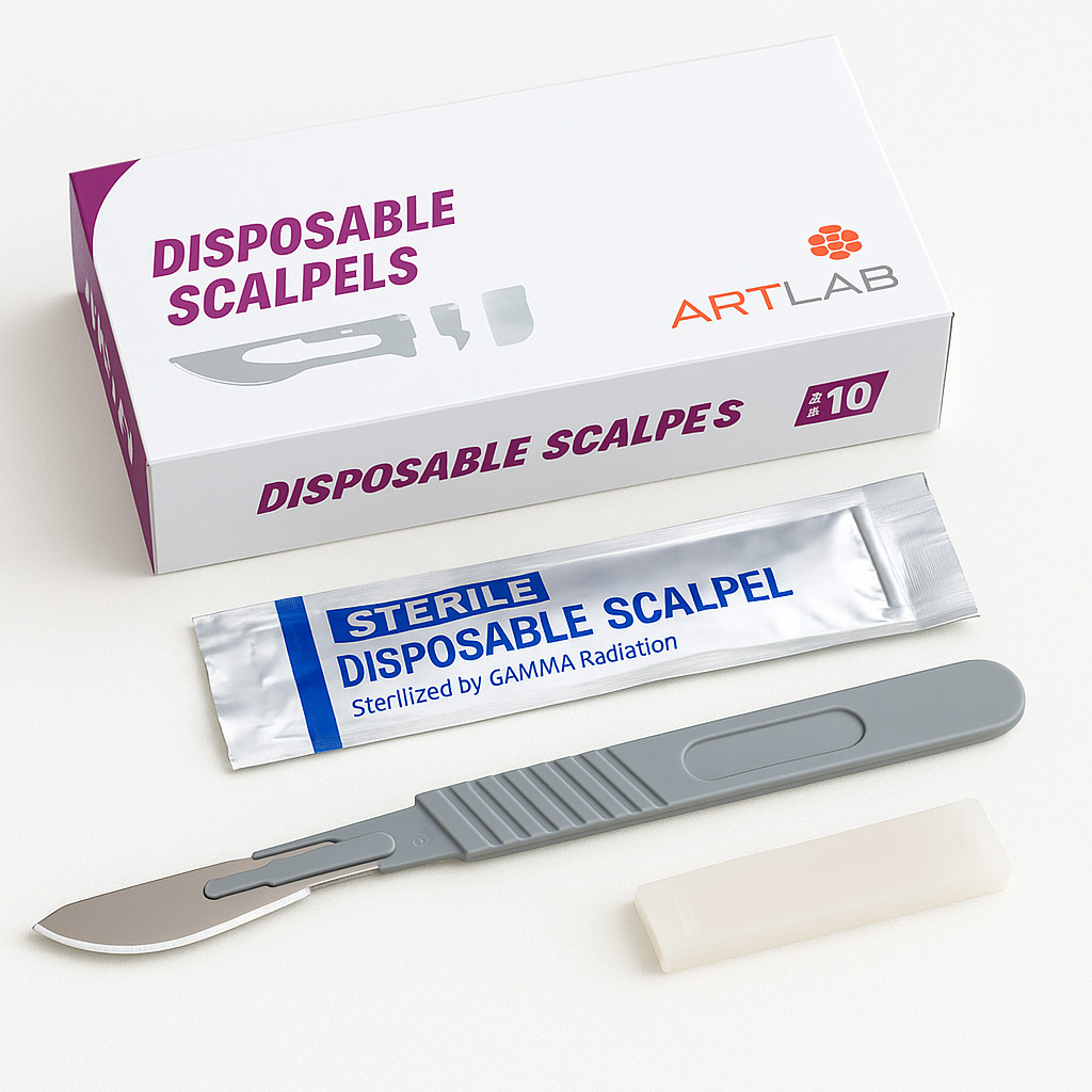 10 PK DISPOSABLE SCALPELS #22-SINGLE USE – DISSECTING, SURGICAL, DERMAPLANING