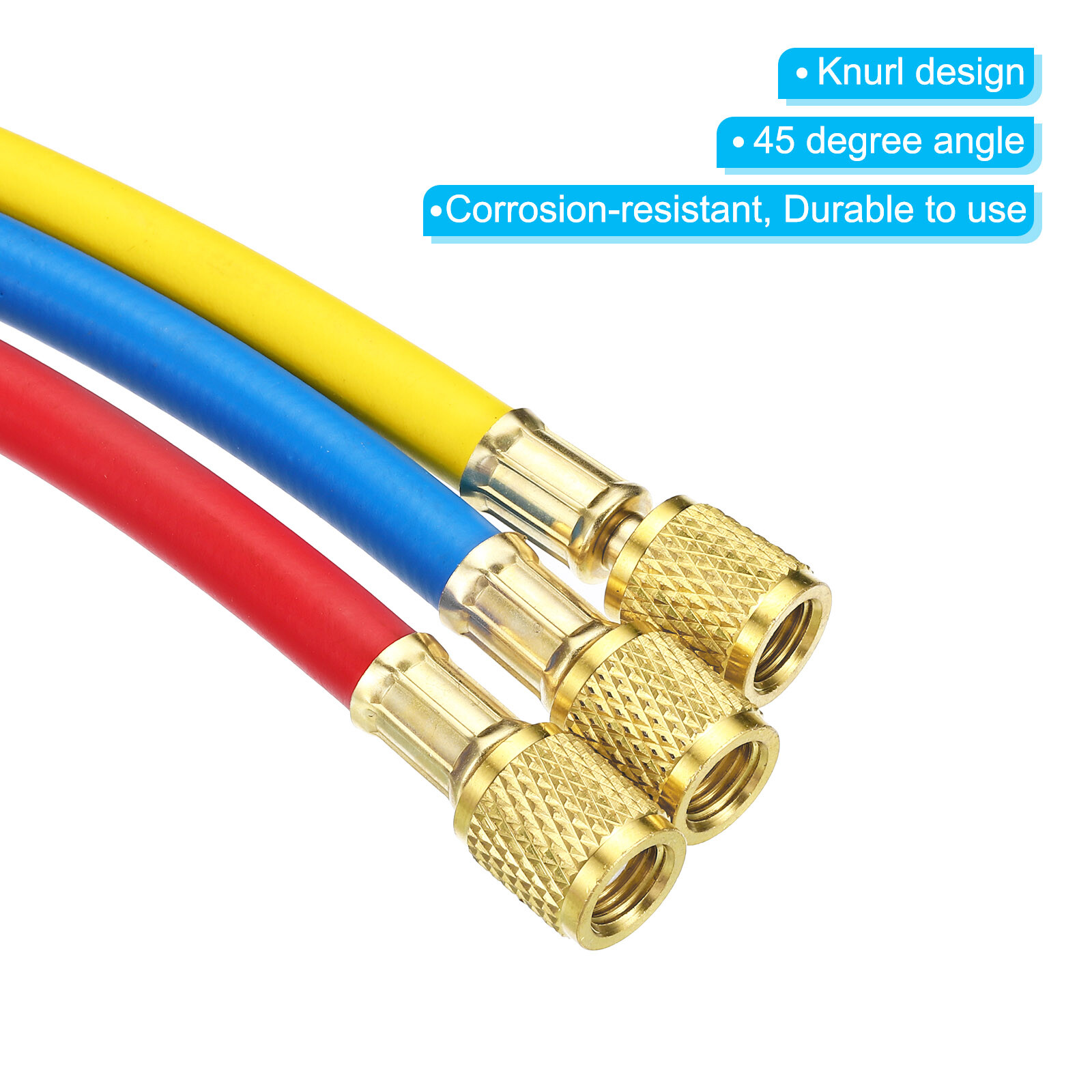 3pcs 1/4 SAE Refrigerant Charging Hose 4.9ft 800 PSI 4000 PSI Manifold Gauge