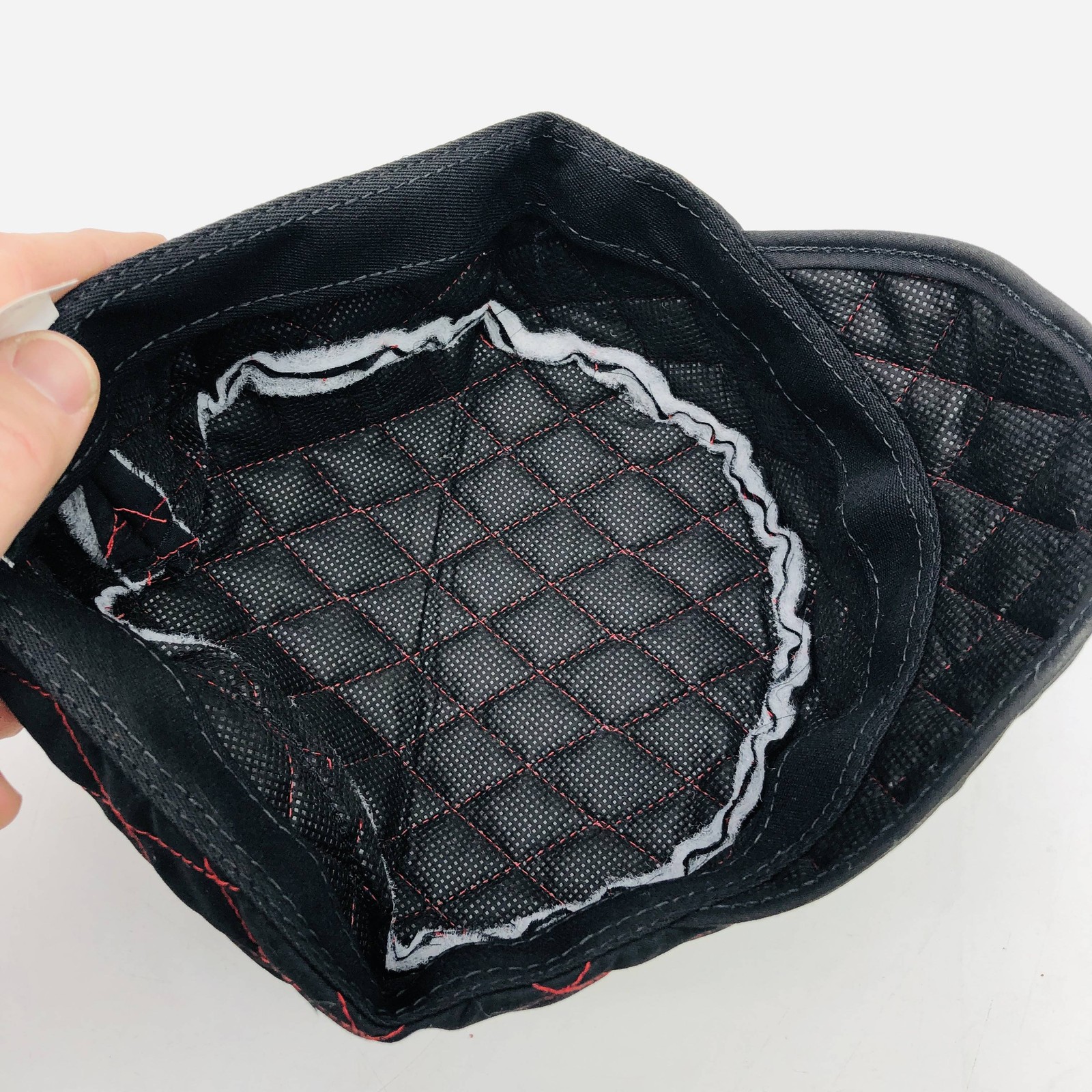 Guard Line 490714 Welders Skull Cap Quilted Black Red Cross Stitching 7in 2pk