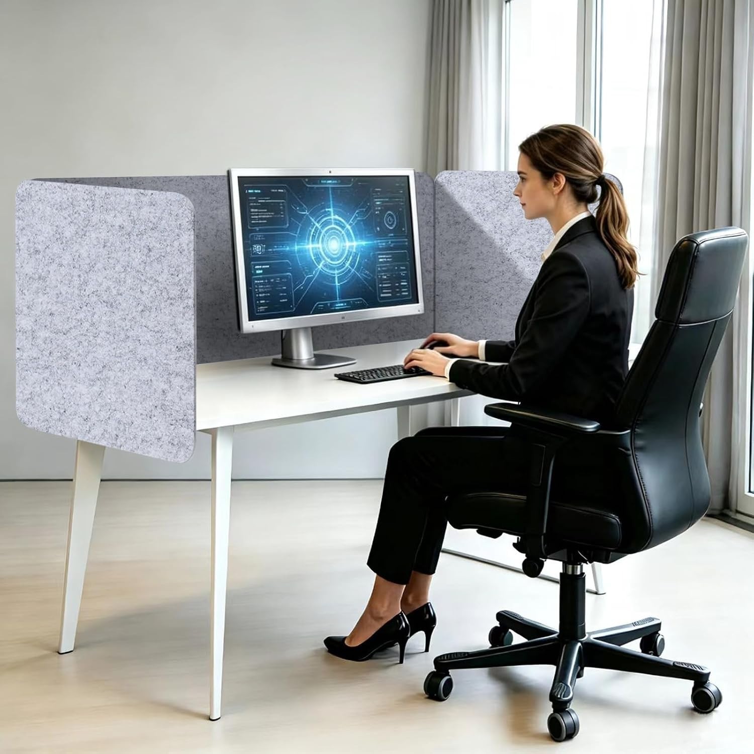 Office Partition, Sound Absorb Desk Divider, Desktop Privacy Panel Table Mounted