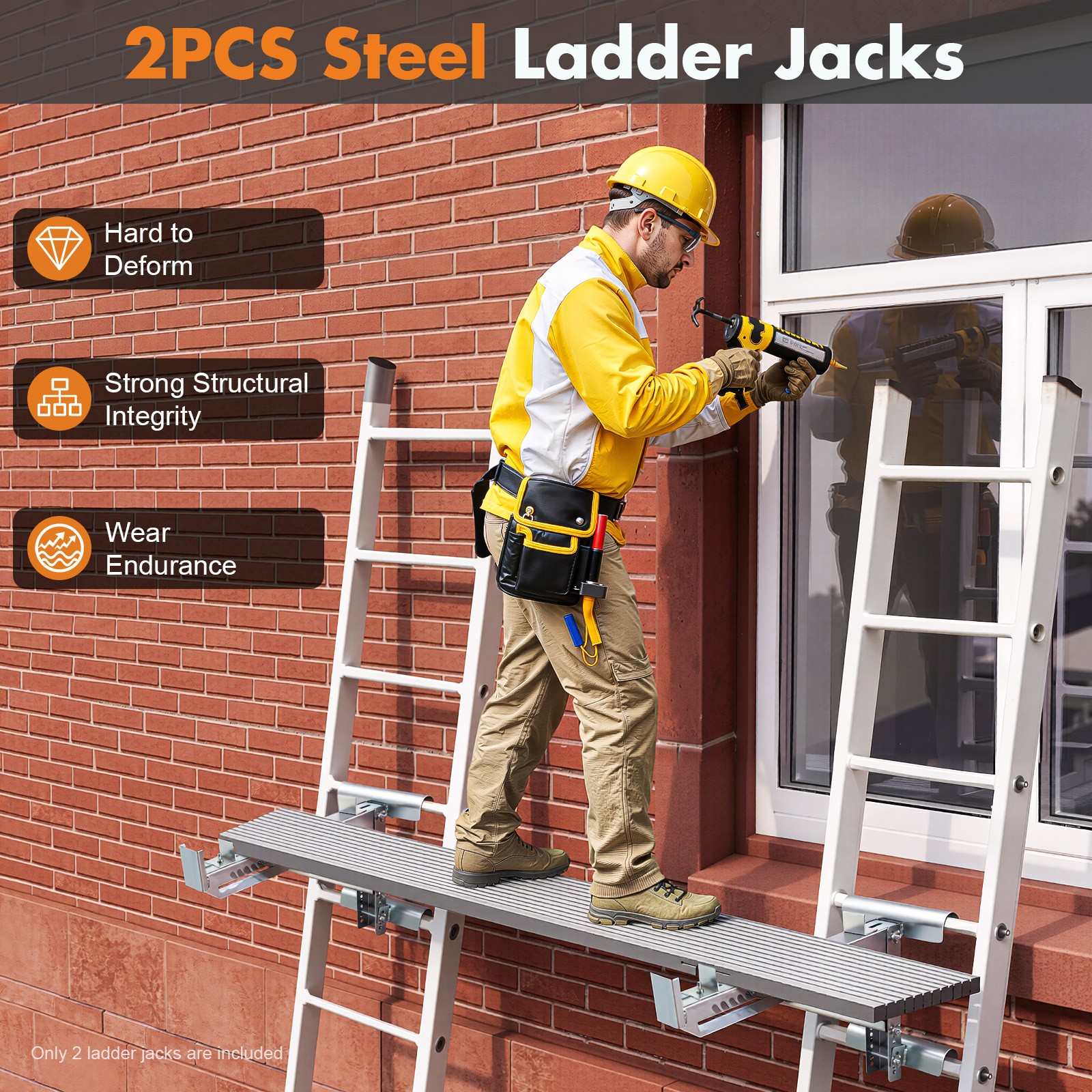 Pair of Heavy Duty Ladder Jacks 661lbs Capacity Scaffolding Bracket 2 Pcs US