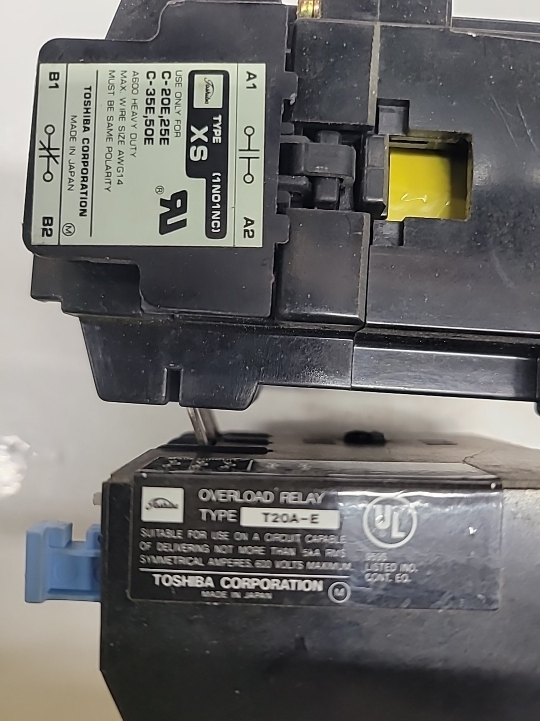 Toshiba C-25E Size 0+ 120V Coil w/(2)XS Aux Contacts & T20A-E Overload Relay