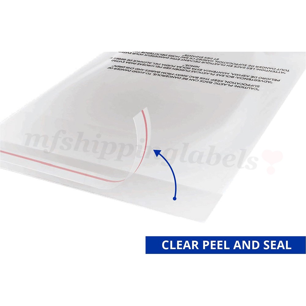 Clear Poly Bags with Suffocation Warning Self Seal Merchandise Packaging For FBA