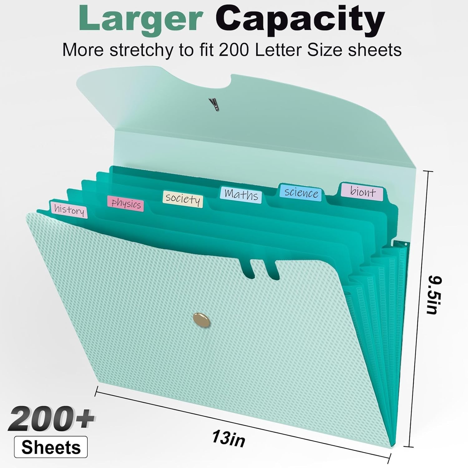 Expanding File Folder with Bungee Closure – Lightweight Green Design