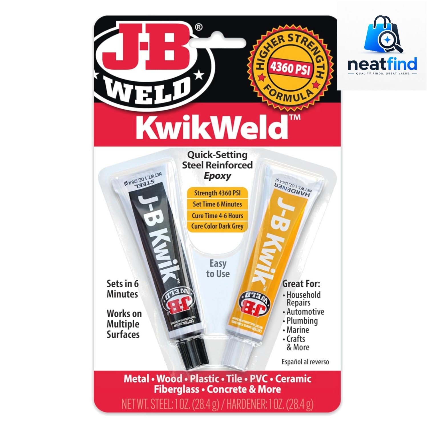 KwikWeld Quick Setting Steel Reinforced Epoxy – Dark Grey 2 oz