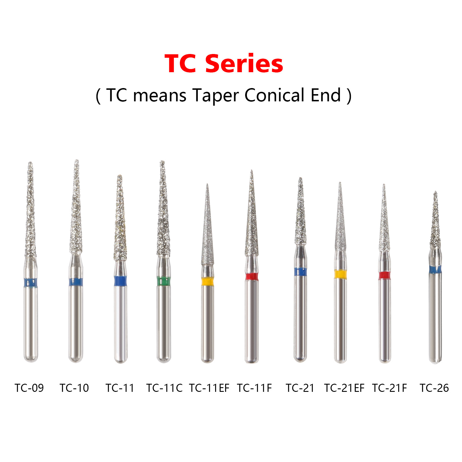 100pcs SANDENT Dental Diamond Burs For High Speed Handpiece Friction Grip 1.6mm
