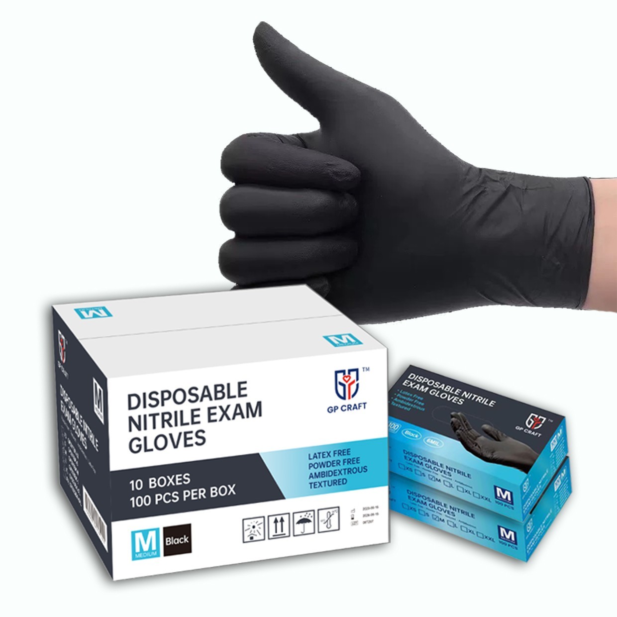 GP Craft Black 6Mil Nitrile Disposable Gloves Latex-Free (100/Count) XXL