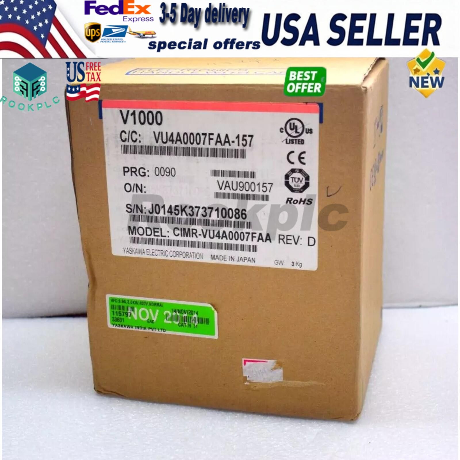Yaskawa V1000 Variable Frequency Speed AC Drive CIMR-VU4A0007FAA – NEW 1PC