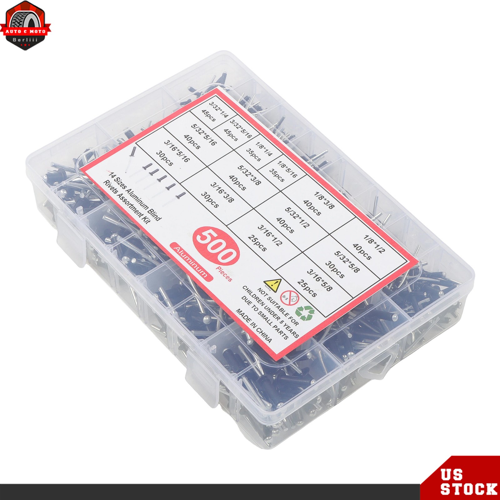 For indoor and outdoor use 500 × rivet kits 3/32″ 1/8″ 5/32″ 3/16″(14 Size)