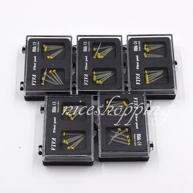 10 Pcs 1 Pack Dental Resin Screw Thread Quartz Fiber Post & 1 Drill Yellow 1.4
