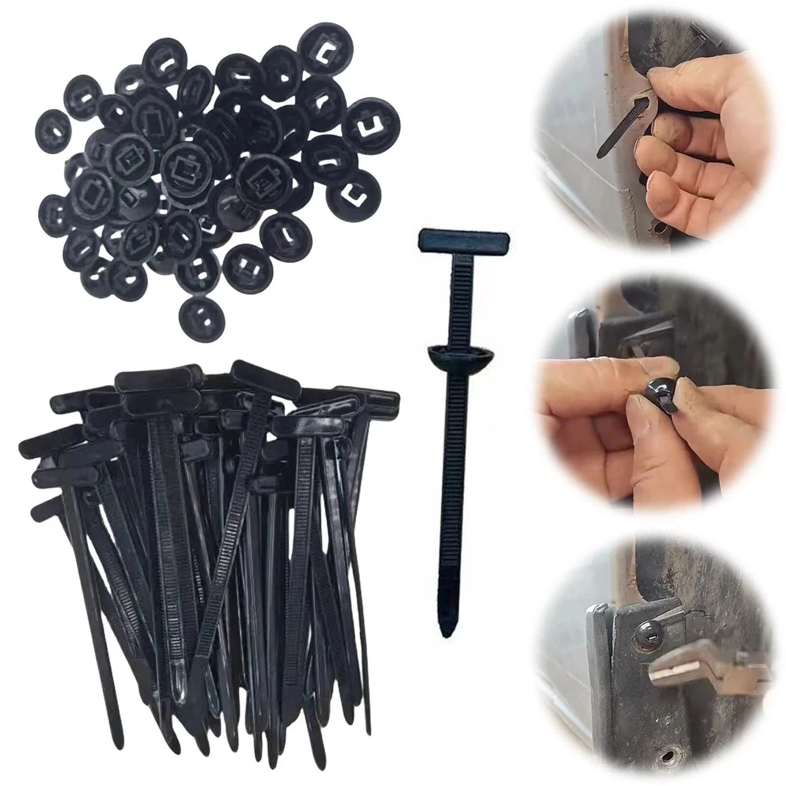 100 PCS Nylon Universal Cable Tie Buckle，Heavy Duty Self-Locking Zip Ties Holder