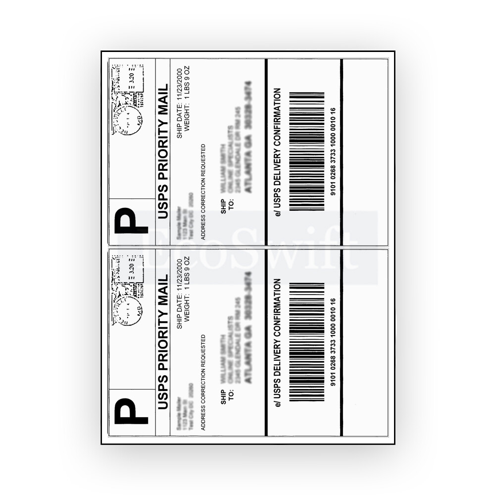 2-20,000 8.5 x 5.5 EcoSwift Shipping Half-Sheet Self-Adhesive eBay PayPal Labels