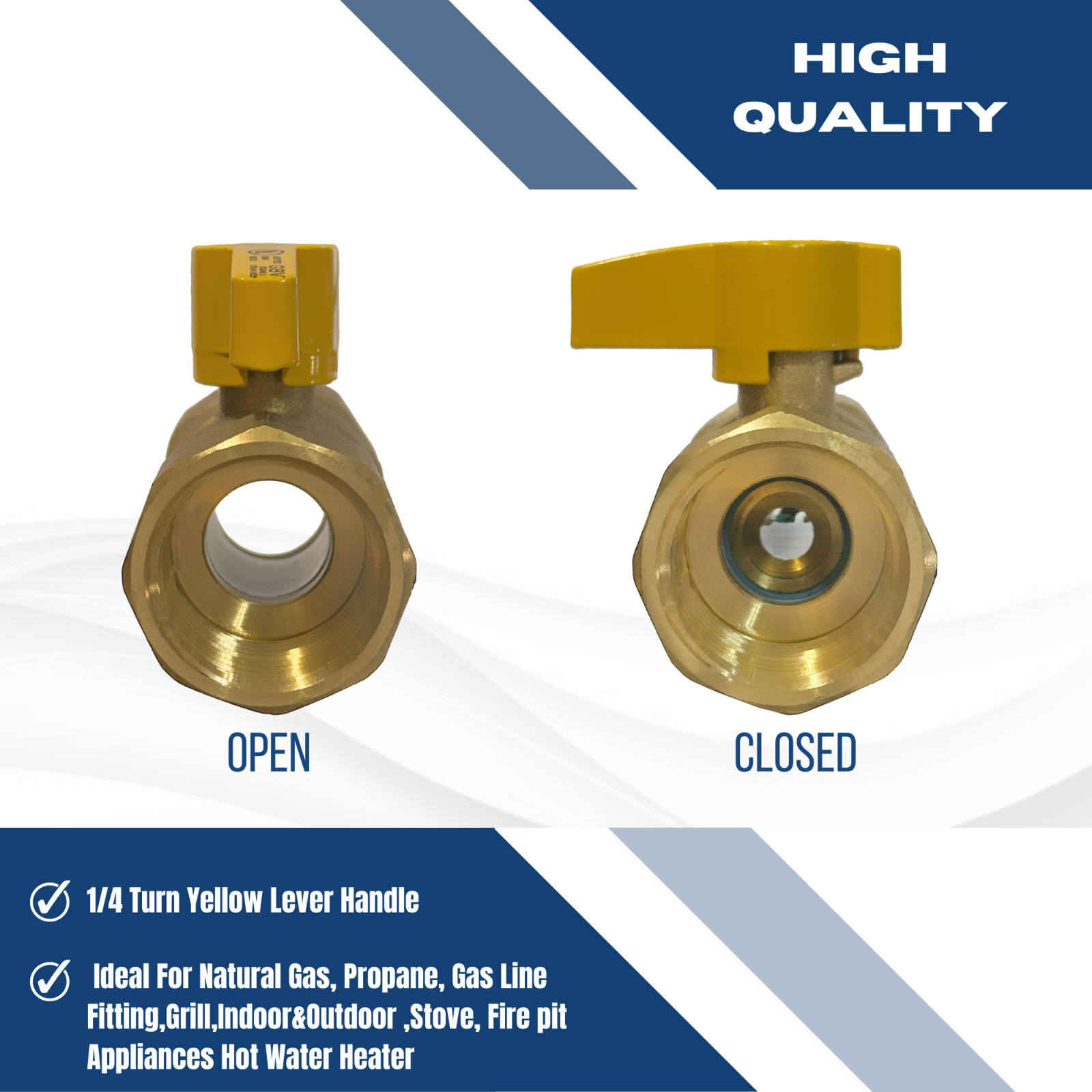 50) 1/2″ IPS BRASS GAS VALVE, CSA APPROVED 1/4 TURN – PROPANE, NATURAL GAS