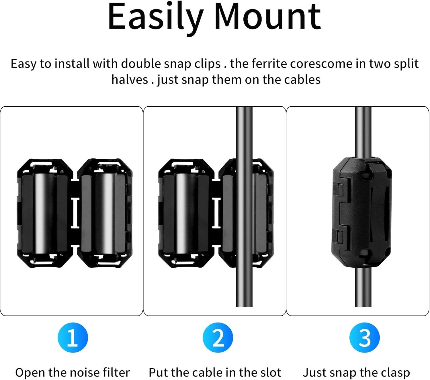 20-Pack Ferrite Ring Core EMI Noise Suppressors – Versatile Signal Shielding