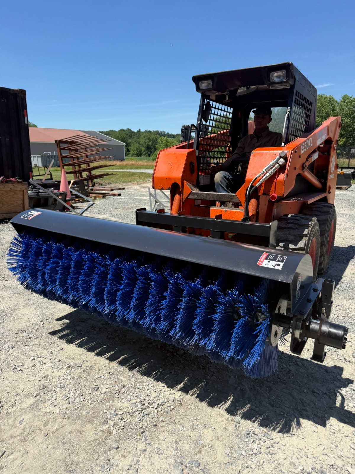 72″ Skid Steer Angle Broom Hydraulic Sweeper Attachment Quick Attach Not Mini