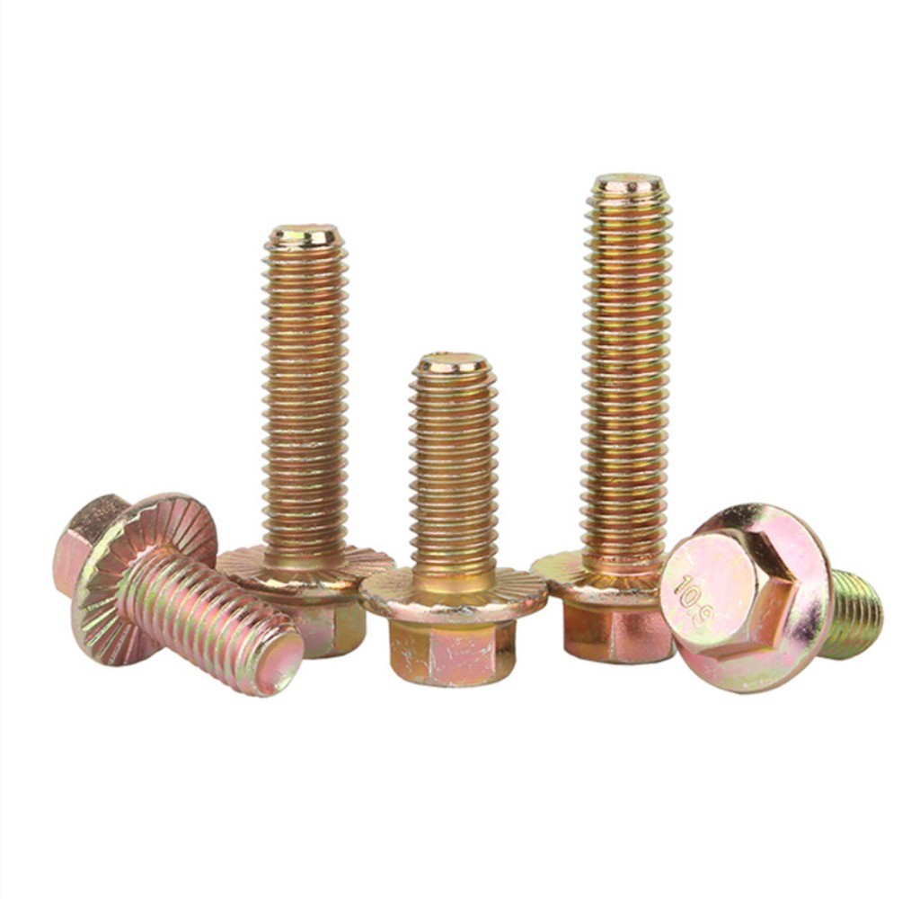 Color Zinc 10.9 Hexagon Flange Bolts Hex Flange Head Screw M6 M8 M10 M12