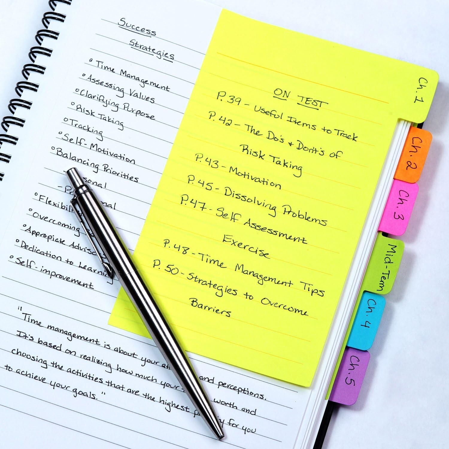 Assorted Neon Color Tabbed Notebooks: 4×6” Lined Self-Stick Notes, 6 Count