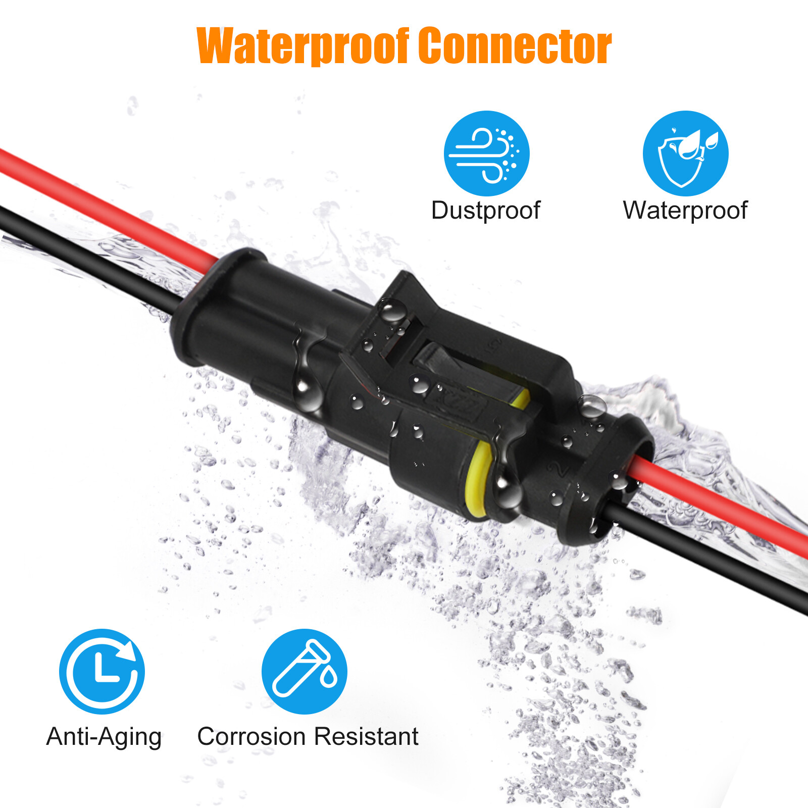 20X Car Waterproof Electrical Wire Cable Connector Male Female 2Pin Way Plug Kit