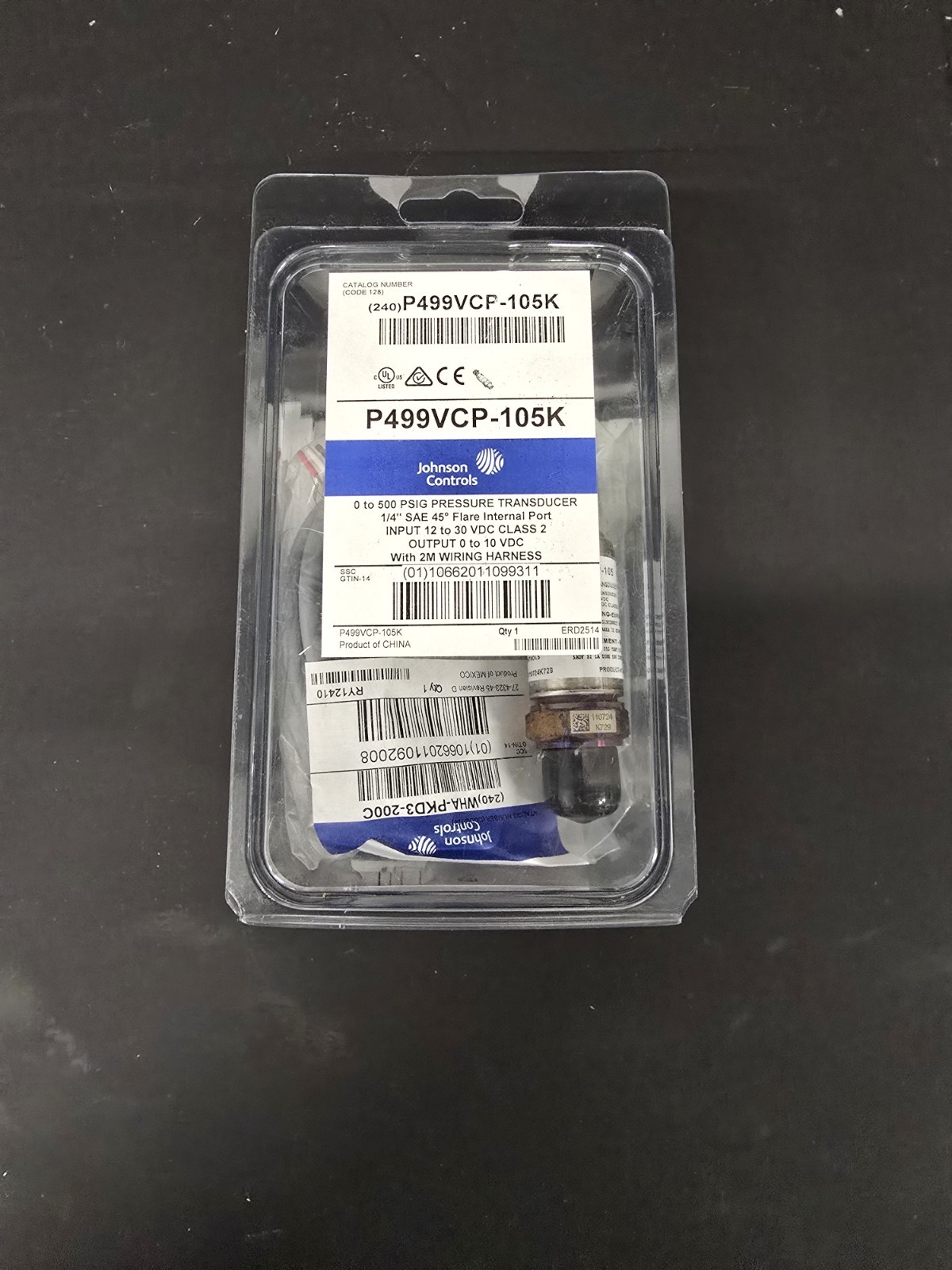1/4” JOHNSON CONTROLS P499VCP-105K PRESSURE TRANSDUCER