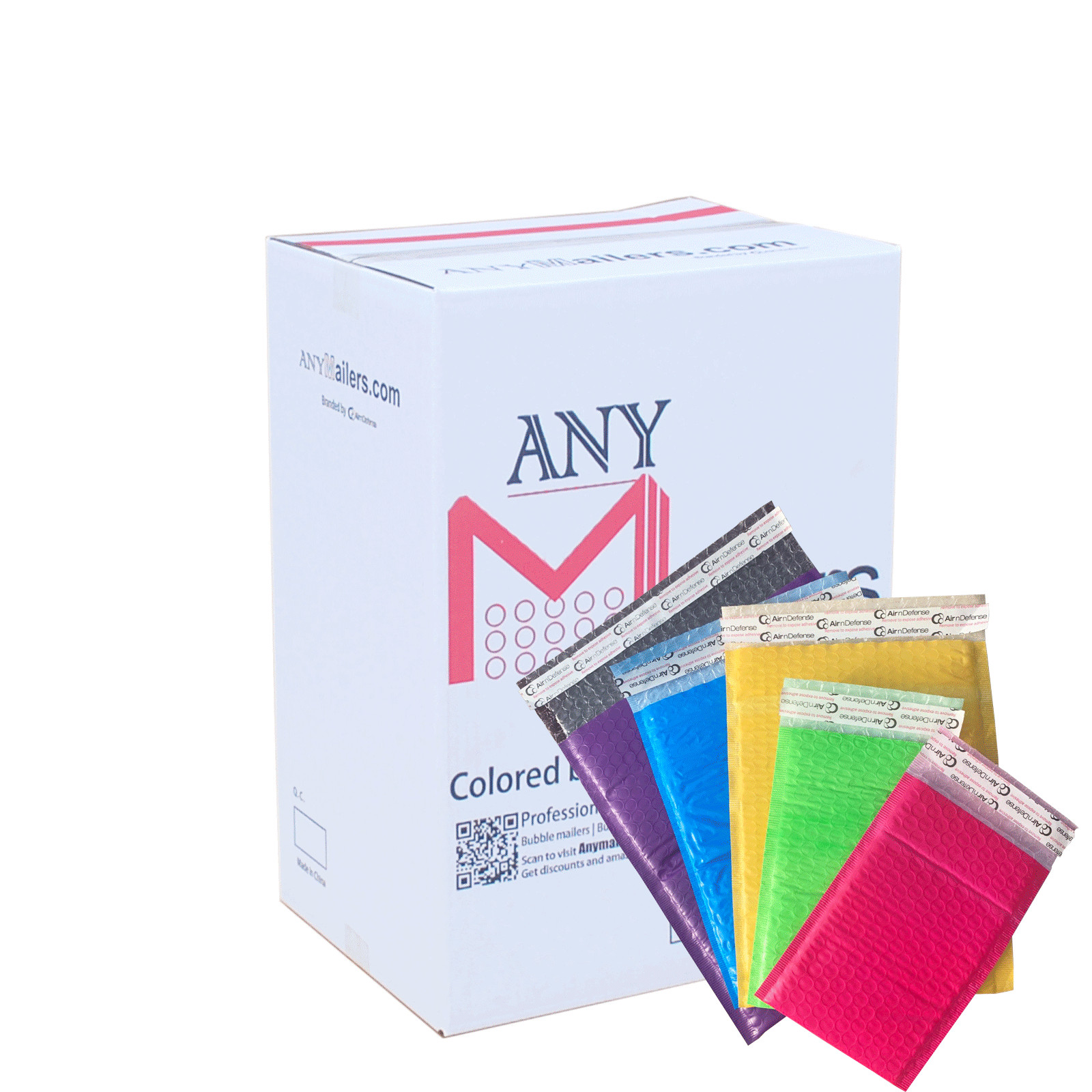 AirnDefense #5 10.5×16″ Colored Poly Bubble Mailers Shipping Padded Envelopes