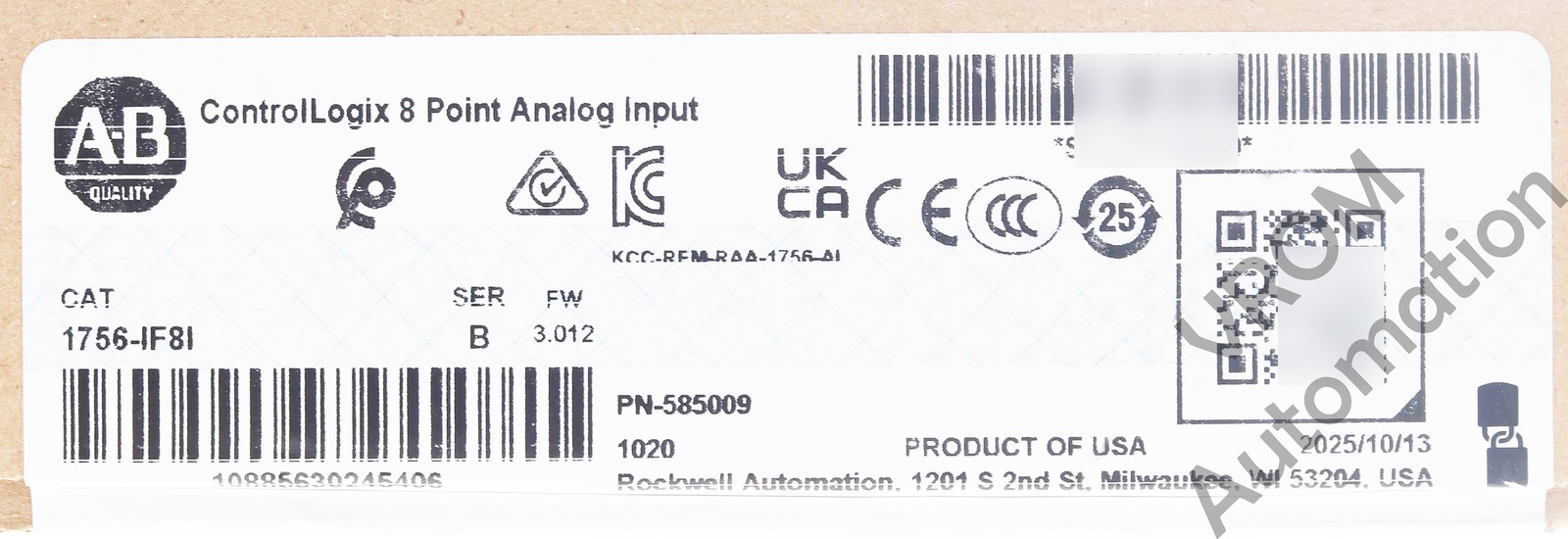 Surplus Sealed Allen Bradley 1756-IF8I /B ControlLogix 8 Point ANALOG INPUT MODU