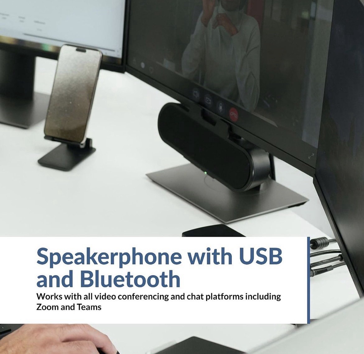 Cyber Acoustics Essential Speakerphone CA-2890 USB Bluetooth Monitor Mount