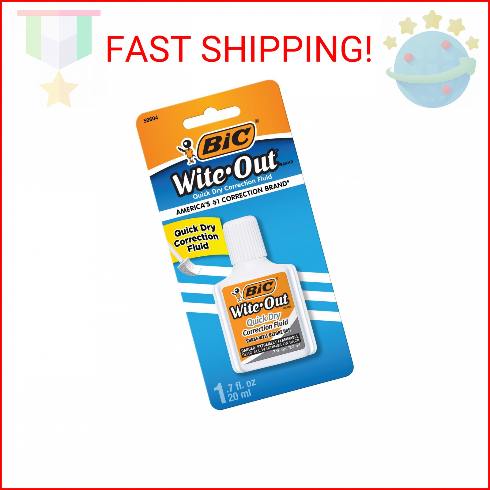 BIC Wite-Out Quick Dry Correction Fluid, 20mL, White, Goes on Easy with A Reduce