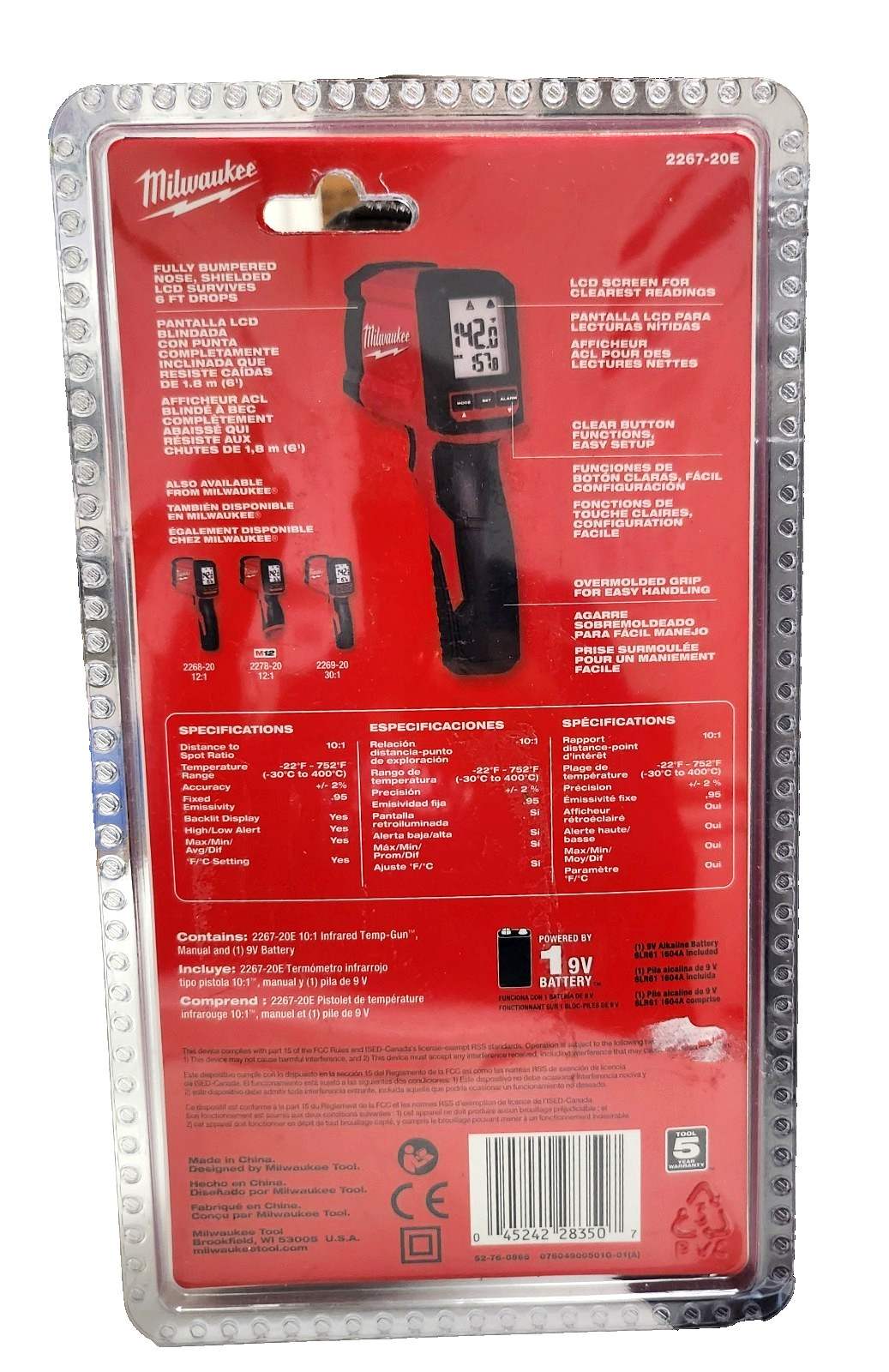 Milwaukee 2267-20E/H 10:1 Infrared Thermometer LCD Display Temperature Gun – NEW