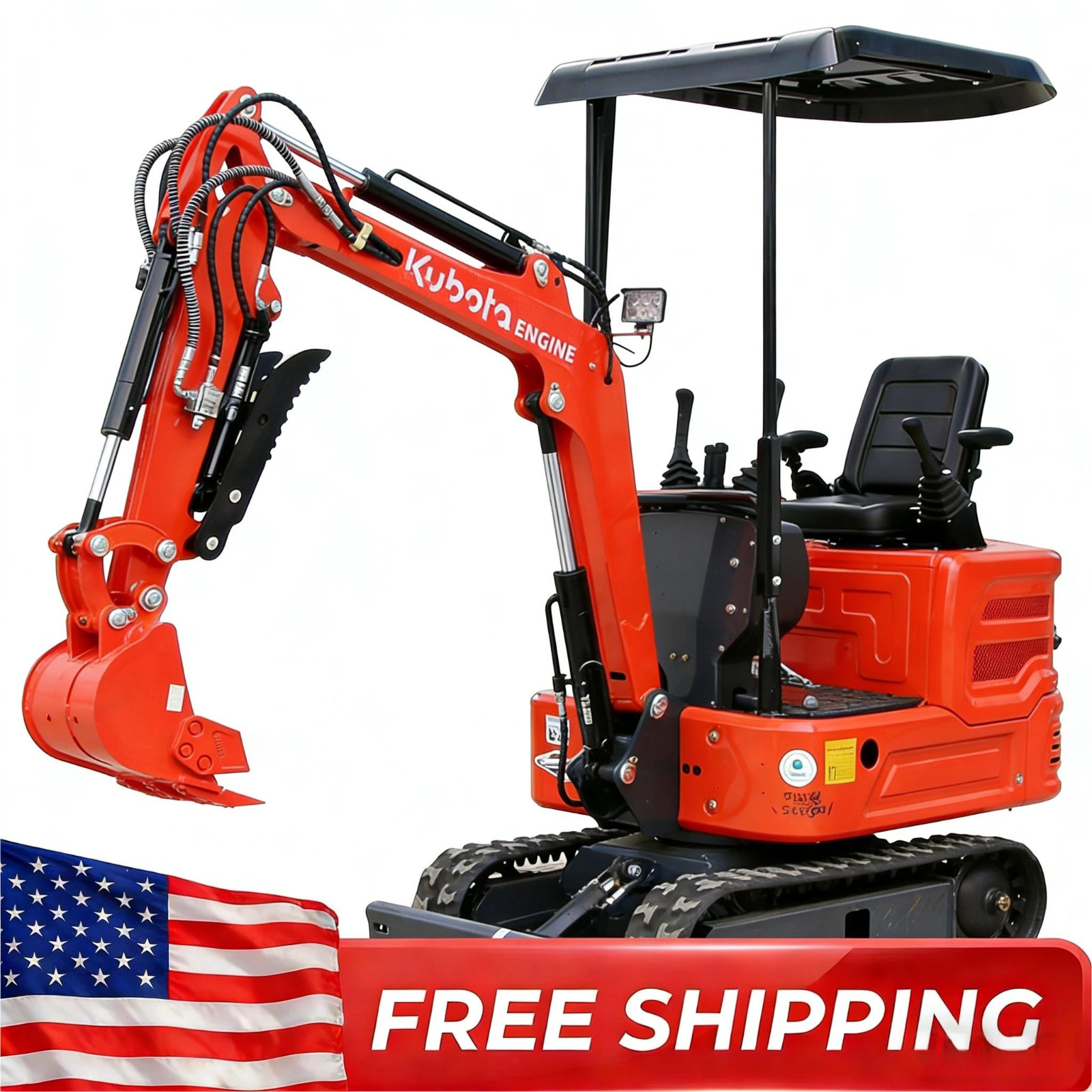Mini Excavator 1.4Ton Digger 11.5hp Kubota Diesel Pilot System EPA Engine USA