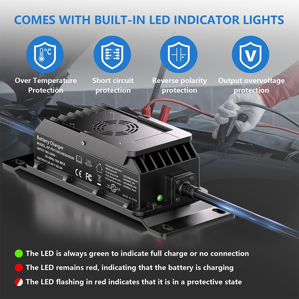 20A 58.4V Lithium Battery Charger for LiFePO4 48V Lithium Battery Rapid Charging