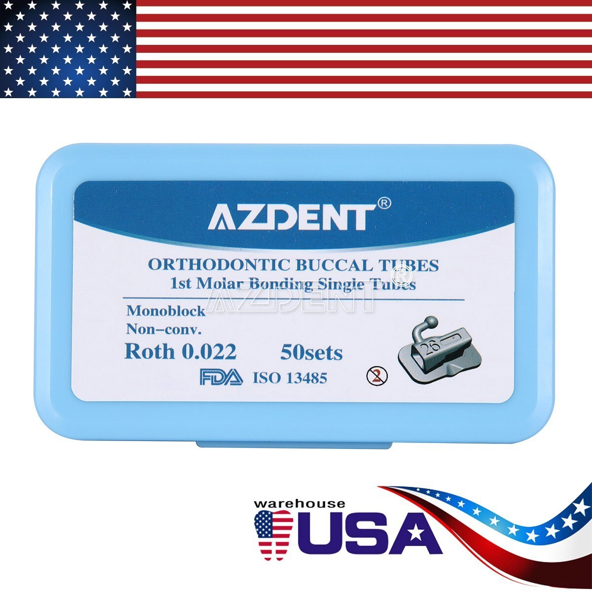50Sets Dental Orthodontic Buccal Tubes Roth.022 1st Molar Bondable Non-Conv Mono
