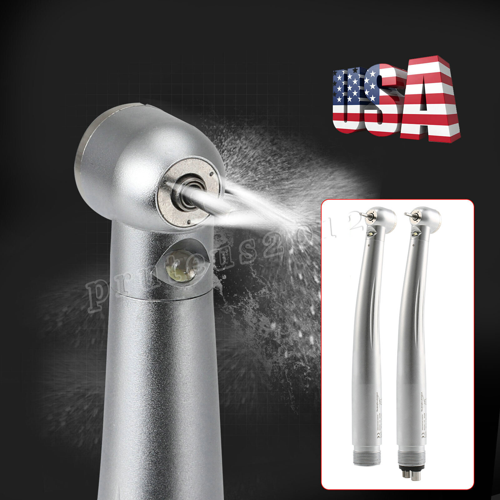 Dental High Speed Handpiece LED Fiber Optic Big Push Button 2/4Hole NSK Style YB
