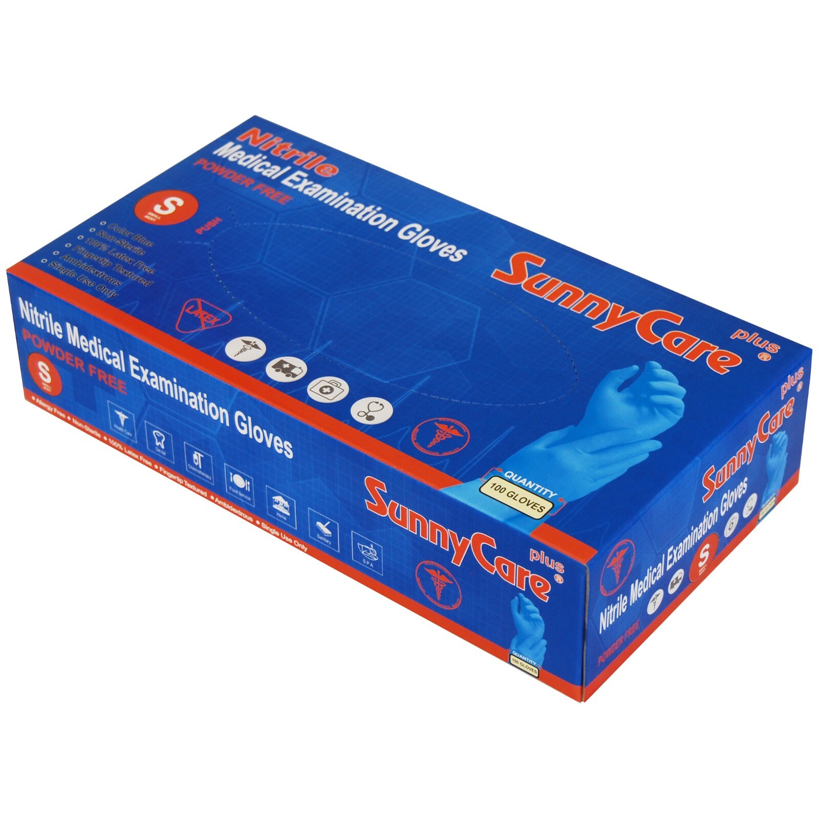 1000 SunnyCare #8201 Nitrile Exam Gloves Chemo-Rated (Powder Free Vinyl Latex) S