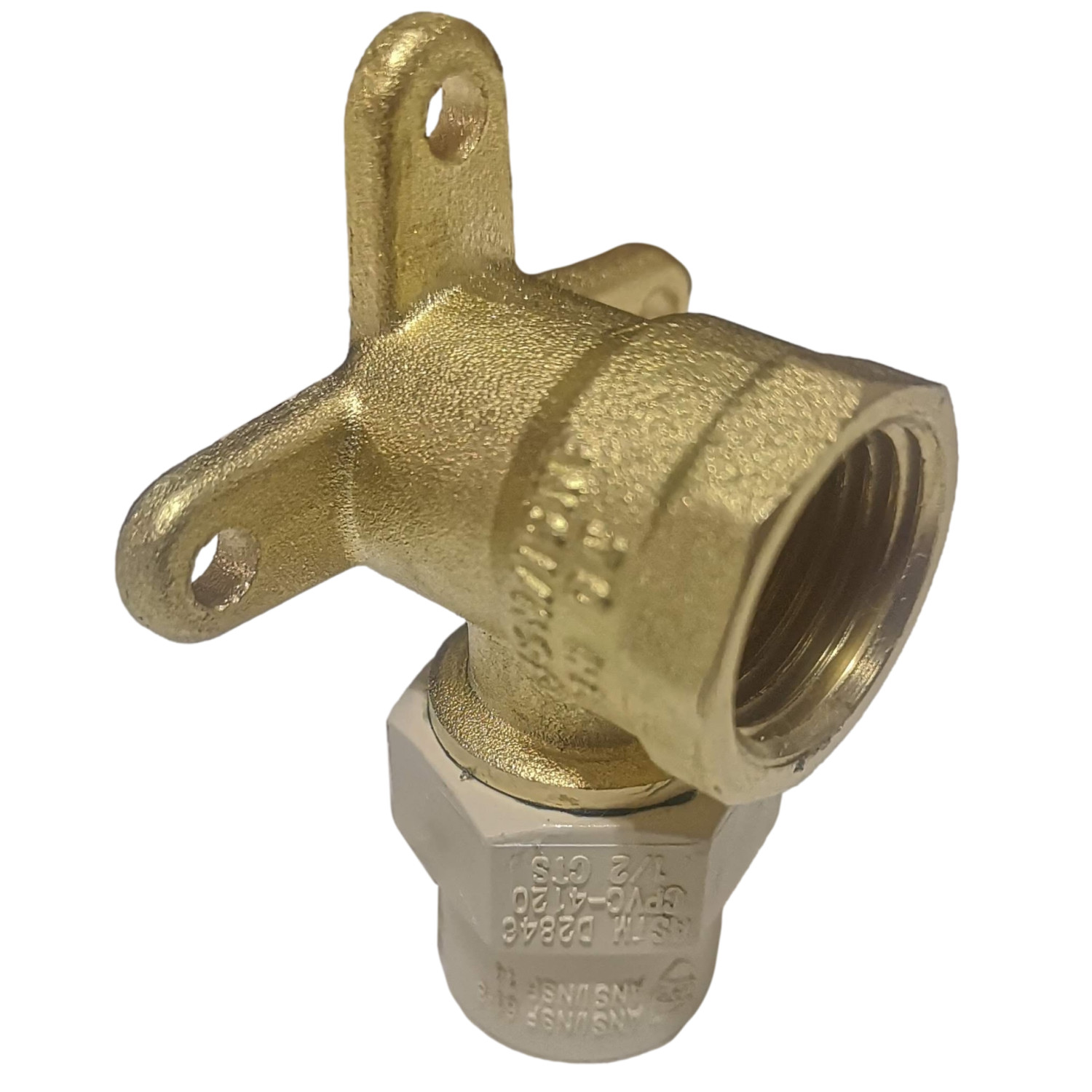1 Pc. 1/2″ Female NPT x 1/2″ CPVC Drop Ear Elbow, Lead Free Brass