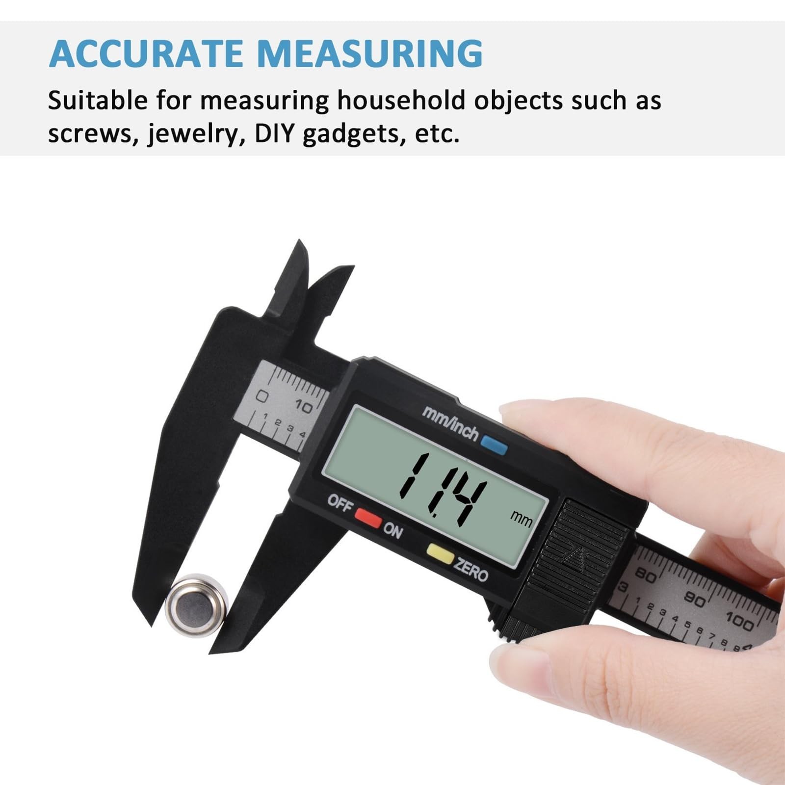 Adoric KC24 Digital Caliper 0-6 Inch Inch/mm Conversion Large LCD