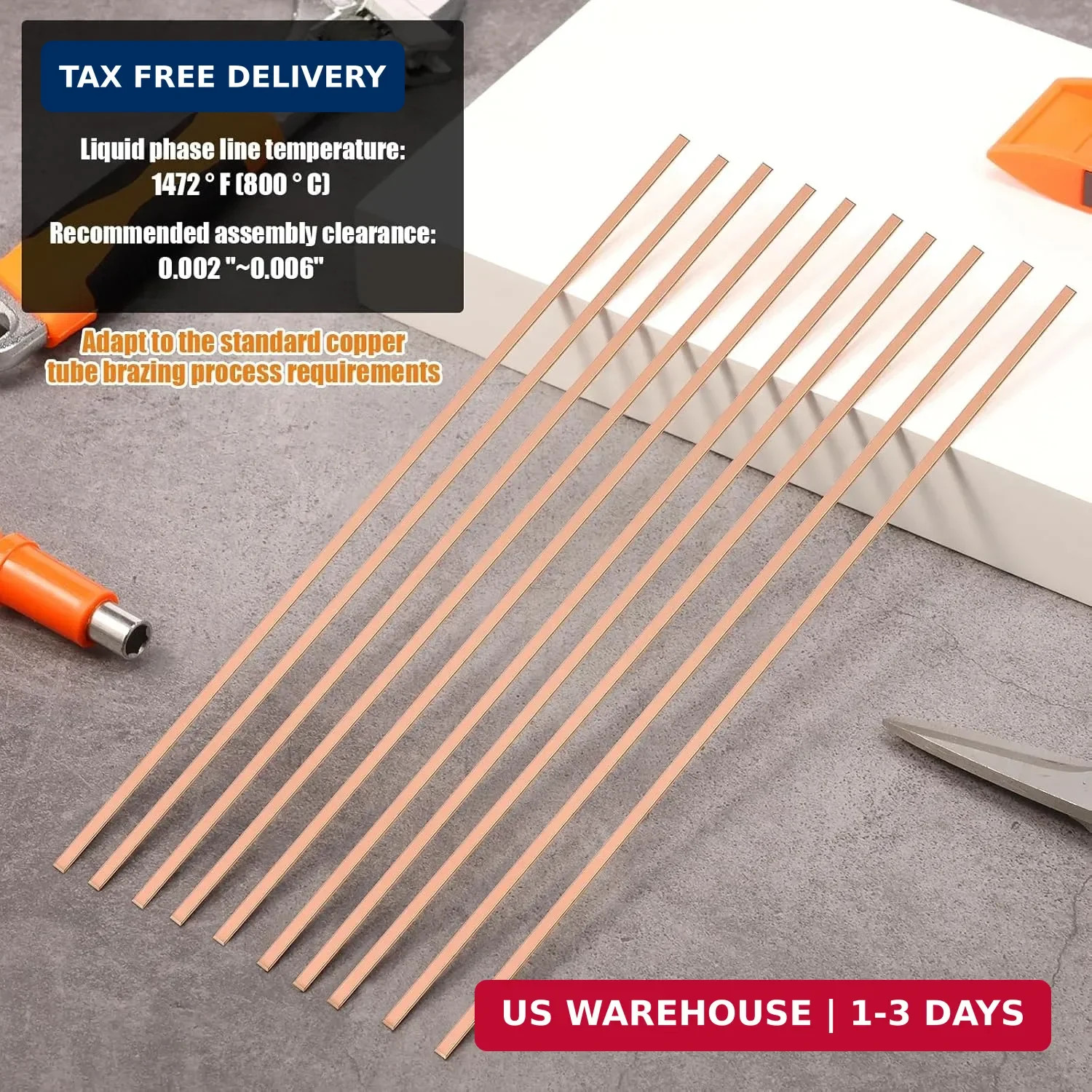 50 Sticks Copper Brazing Rods Kit AWS BCup-5 15% Silver Solder HVAC Phos Copper