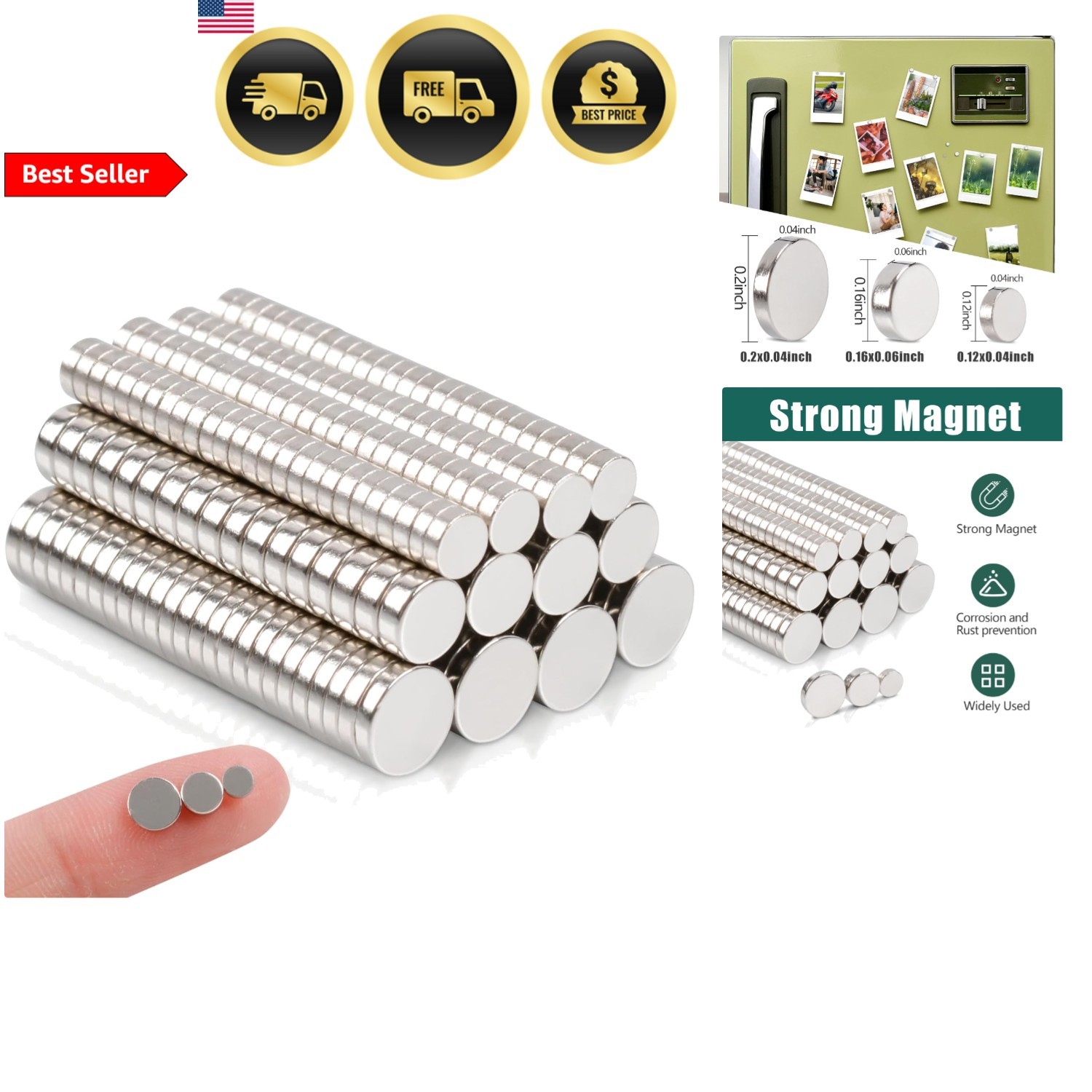 Neodymium Disc Magnets Small Strong 330pcs Assorted Sizes for Crafts Office