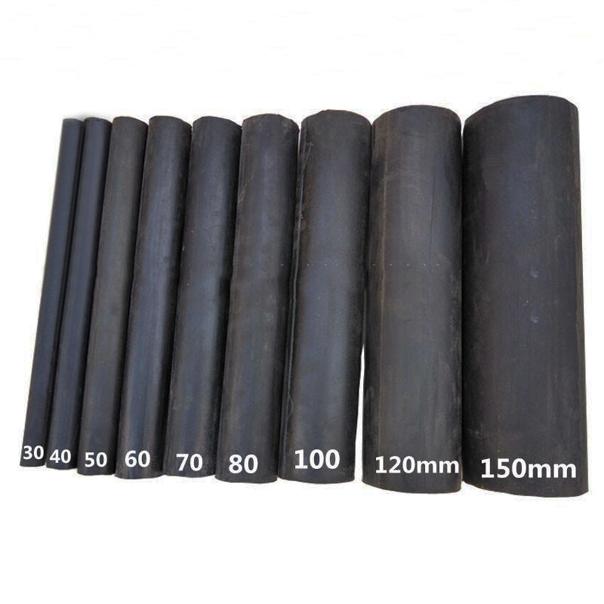 Dia 21mm-150mm Solid Natural Rubber Round Rods Bar Stick Length 40mm-500mm Black