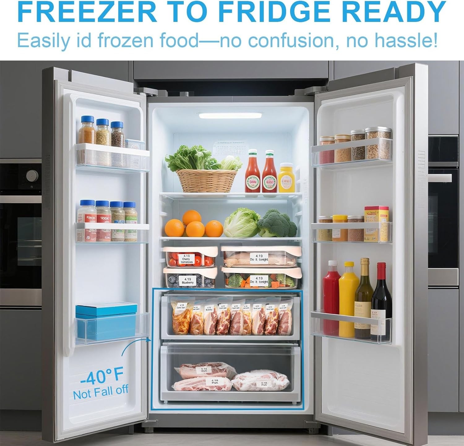 1200 Removable Freezer Labels 1X2 Inch Waterproof, Oil & Tear Resistant Blank Fo