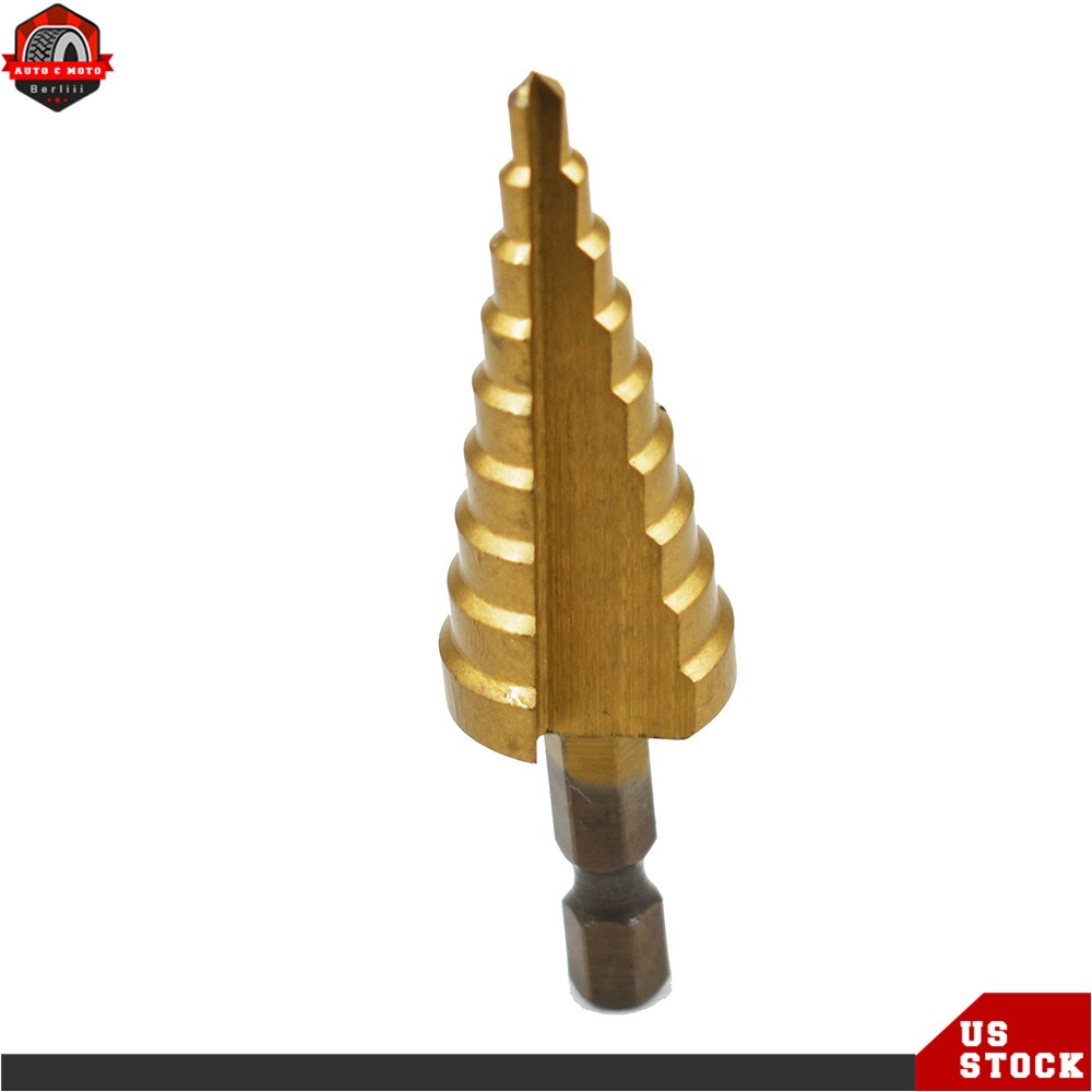 3 Pcs HSS Step Drill Bit Set Titanium Coated High-Speed Steel Cone Drill Bit