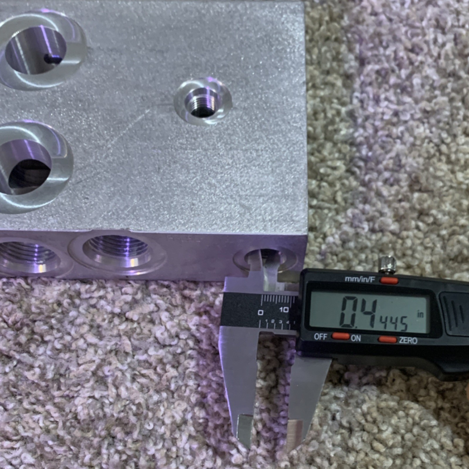 Aluminum Hydraulic Manifold Block, Multiple Threaded Ports, Machined Metal