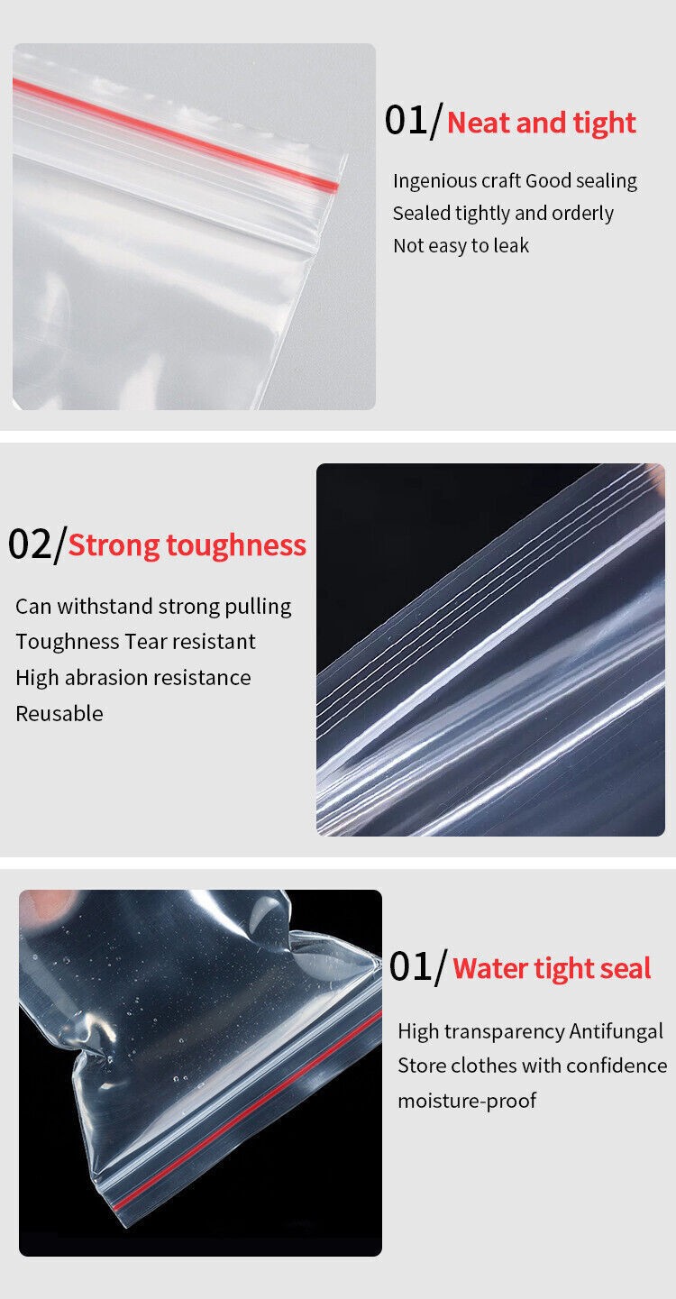 HEAVY DUTY 4 Mil Clear Seal Bags Reclosable Plastic Bag Jewelry 4Mil Reusable