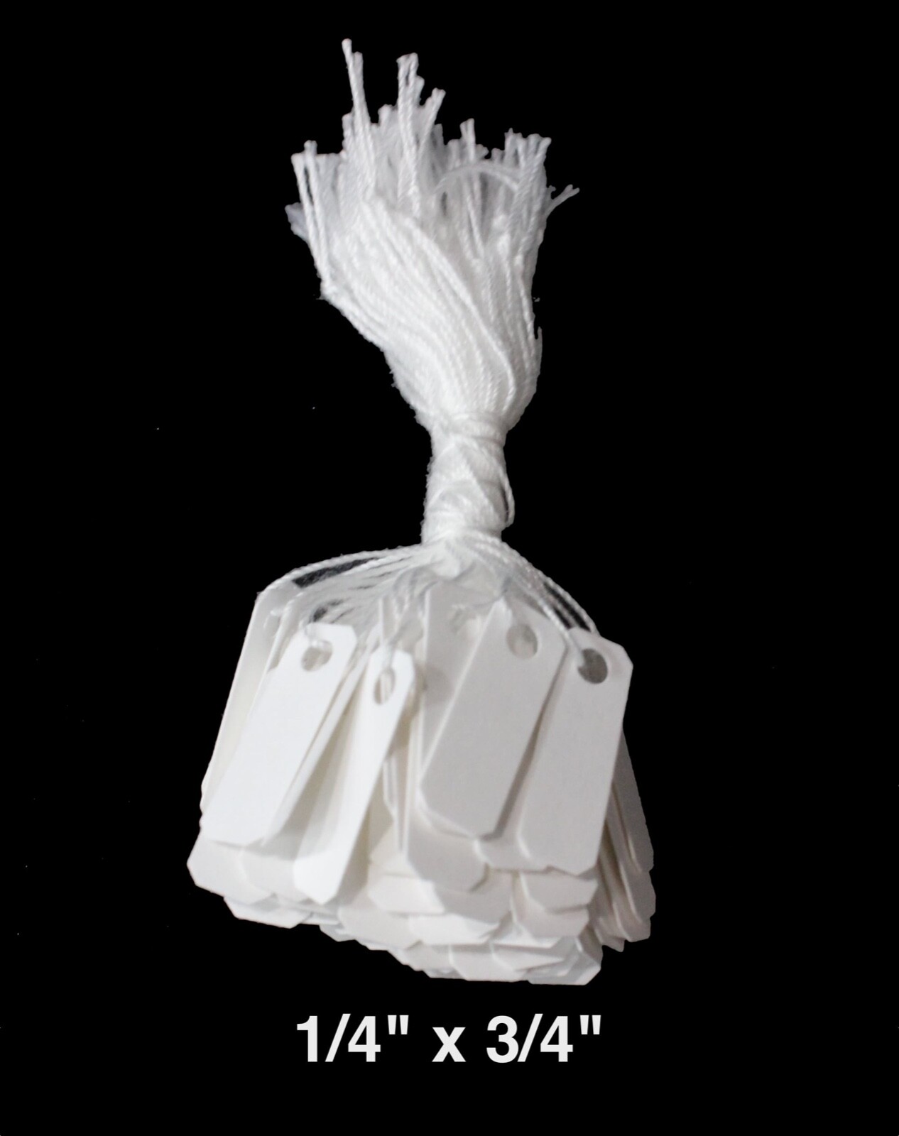 200 Blank White Merchandise Price String Tags Jewelry Retail Strung 1/4 x 3/4″