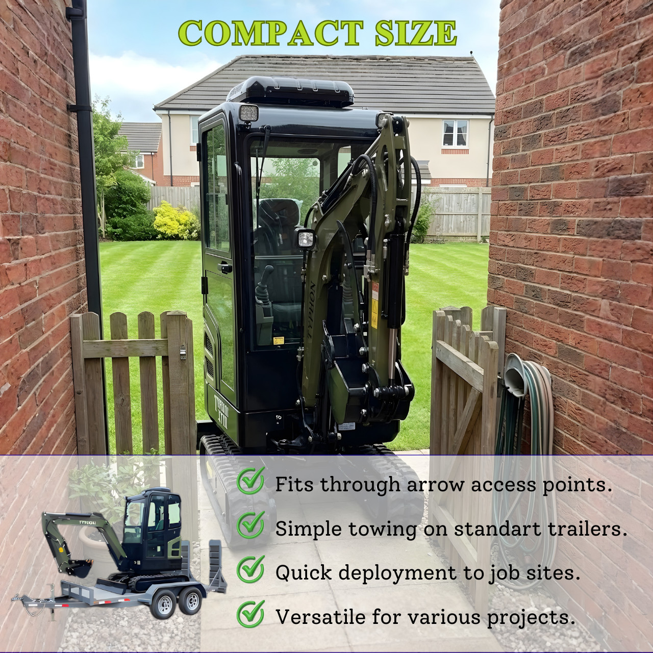 TYPHON Terror XVIII Prestige 2 Ton Mini Excavator AC/Heater cabin 13 Attachments