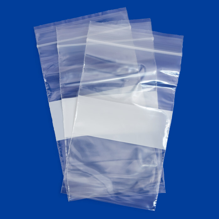 1000 Reclosable 4MIL White Block Zip Writable Zipper Baggies Clear Seal Lock Bag