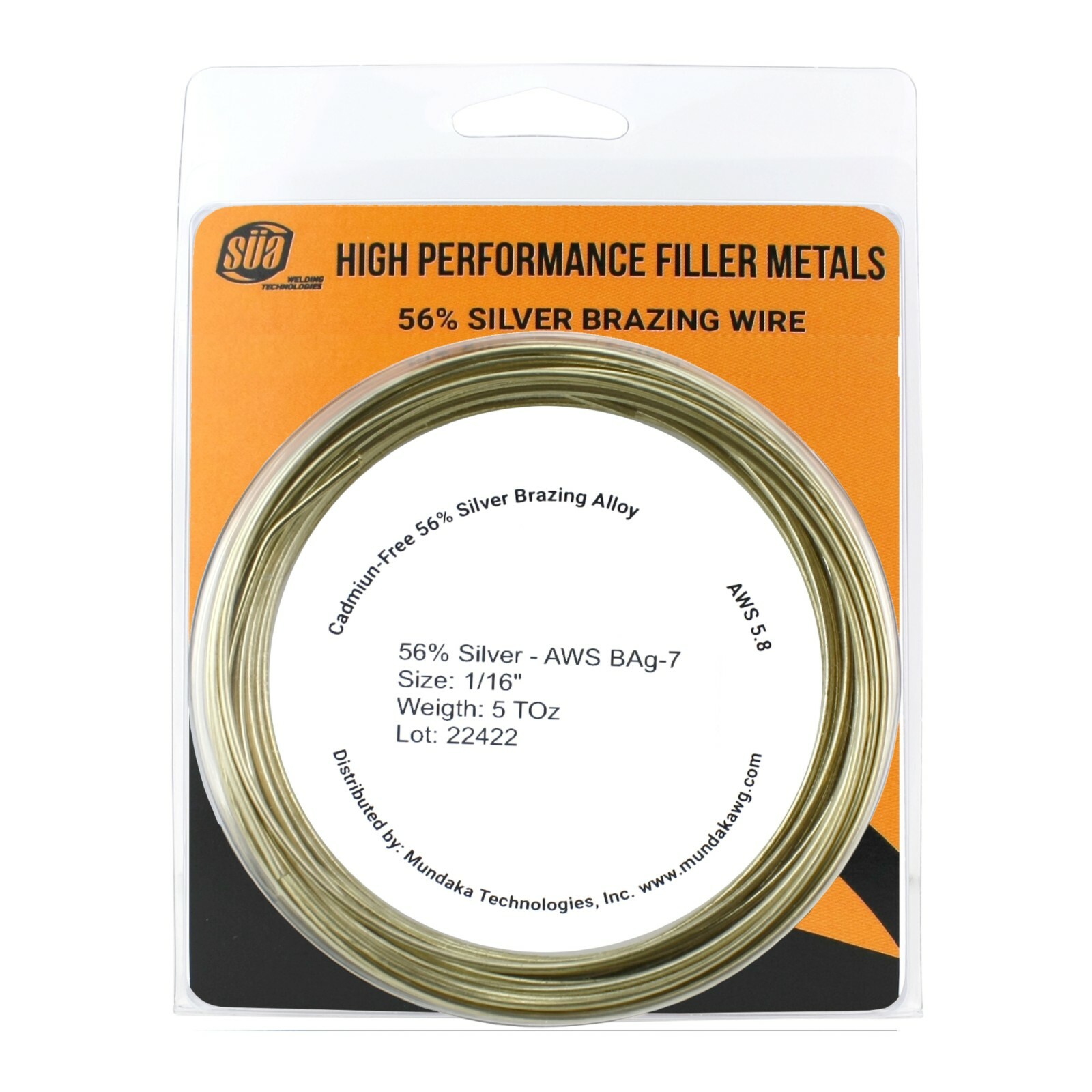 SÜA – Silver Brazing Solder Wire – 56% – AWS BAg-7 – Size: 1/16″ (1, 3 or 5 TOz)