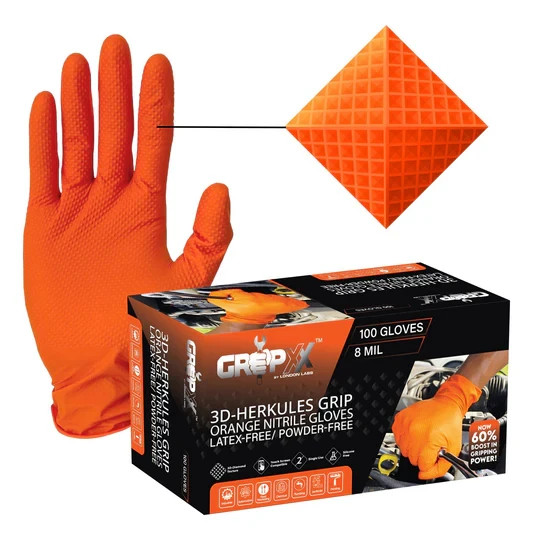 Professional Nitrile Gloves 4/6/8 Mil Black & Orange – All Sizes